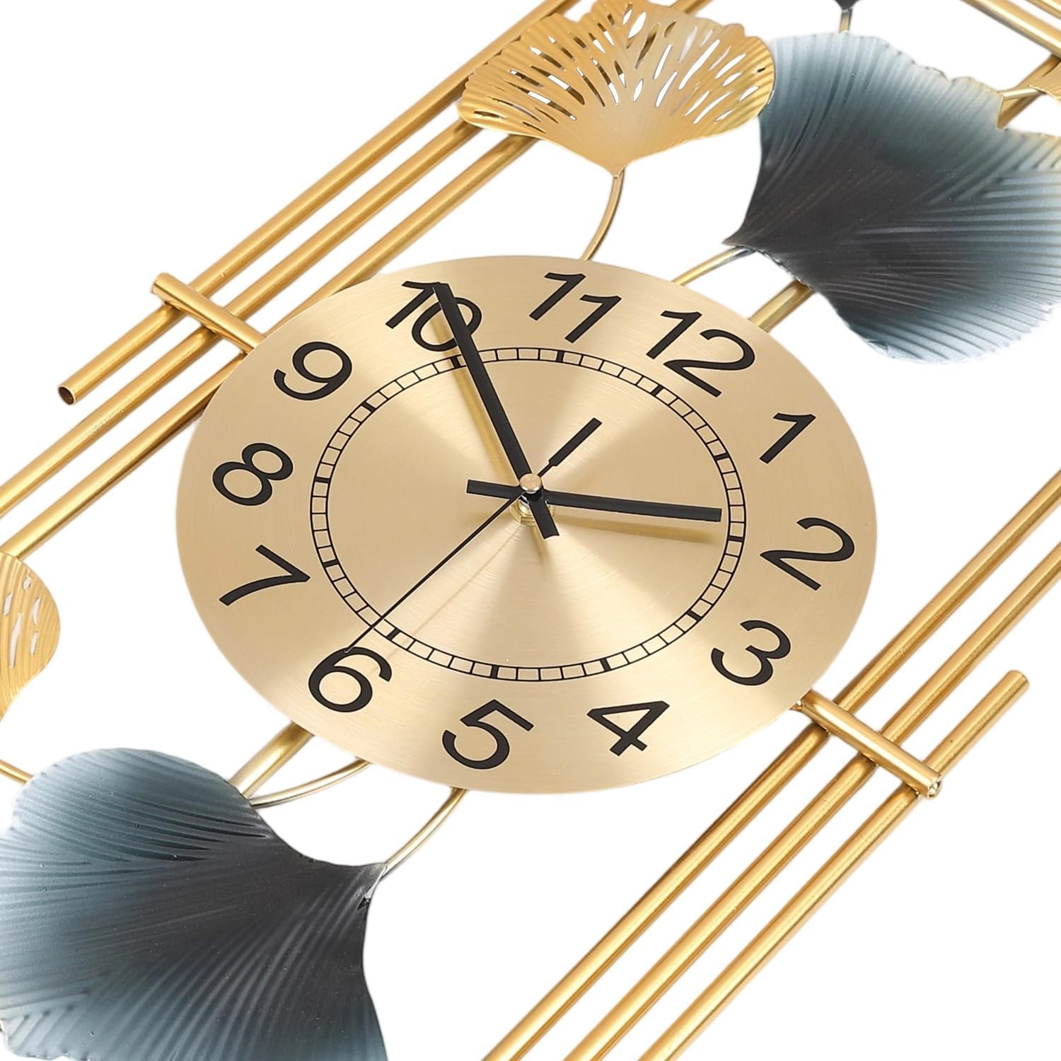 Gilacco Large Wall Clocks for Living Room, Silent Non Ticking Battery Operated Oversized Square Modern Wall Clock for Bedroom Kitchen Farmhouse Office Home Wall Decor-12.3x28.4Inch(Ginkgo Leaf) 492-golden