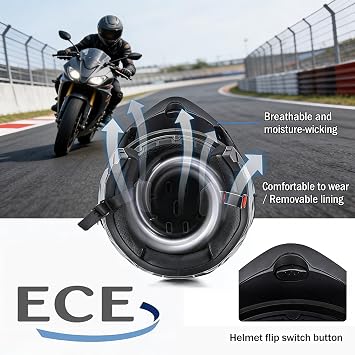 Motorcycle Modular Helmet – Flip-up Full-face Design, Dust Mask & Riding Gloves Included, Anti-fog Dual Lenses, ECE Certified, Adult Unisex All-season, Scooters, Off-road(55,XL(58~60cm))