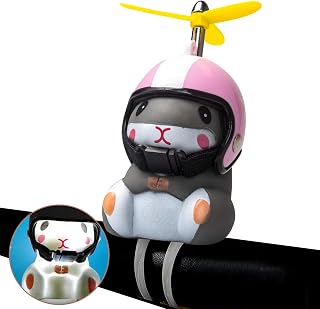 wonuu Duck Bike Bell with Light and Helmet Cute Hamster Bicycle Horn, Dashboard Decoration Hamster Motorcycle Bike Bells Rubber Duck Car Dashboard Decorations (Pink&Star-Hamster)