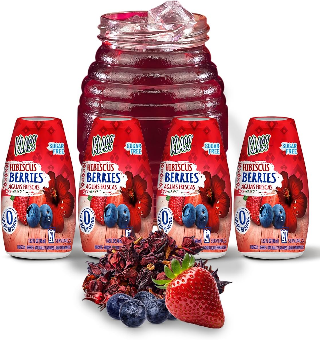 Liquid Water Enhancer | Hibiscus Berries | Naturally Flavored | Sugar Free | Zero Calories Per Serving | Keto | 4 Bottles, Makes 96 Drinks