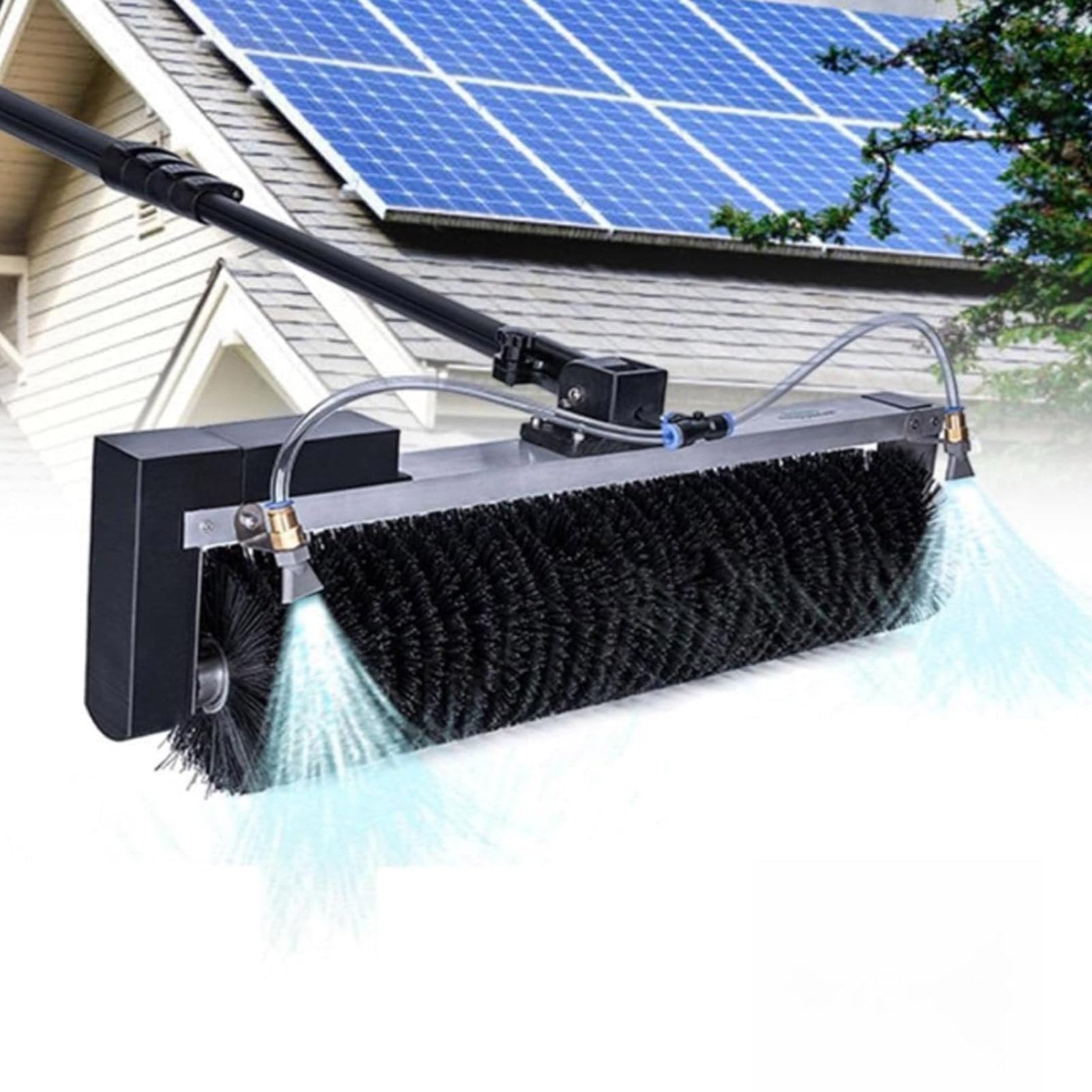 Cashwise Electric Solar Panel Cleaning Brush Kit, 360° Rotating Roller (60cm) + Adjustable Telescopic Pole for Efficient Solar Panel Maintenance and Outdoor Cleaning LithiumBattery-7.5m/24.6ft