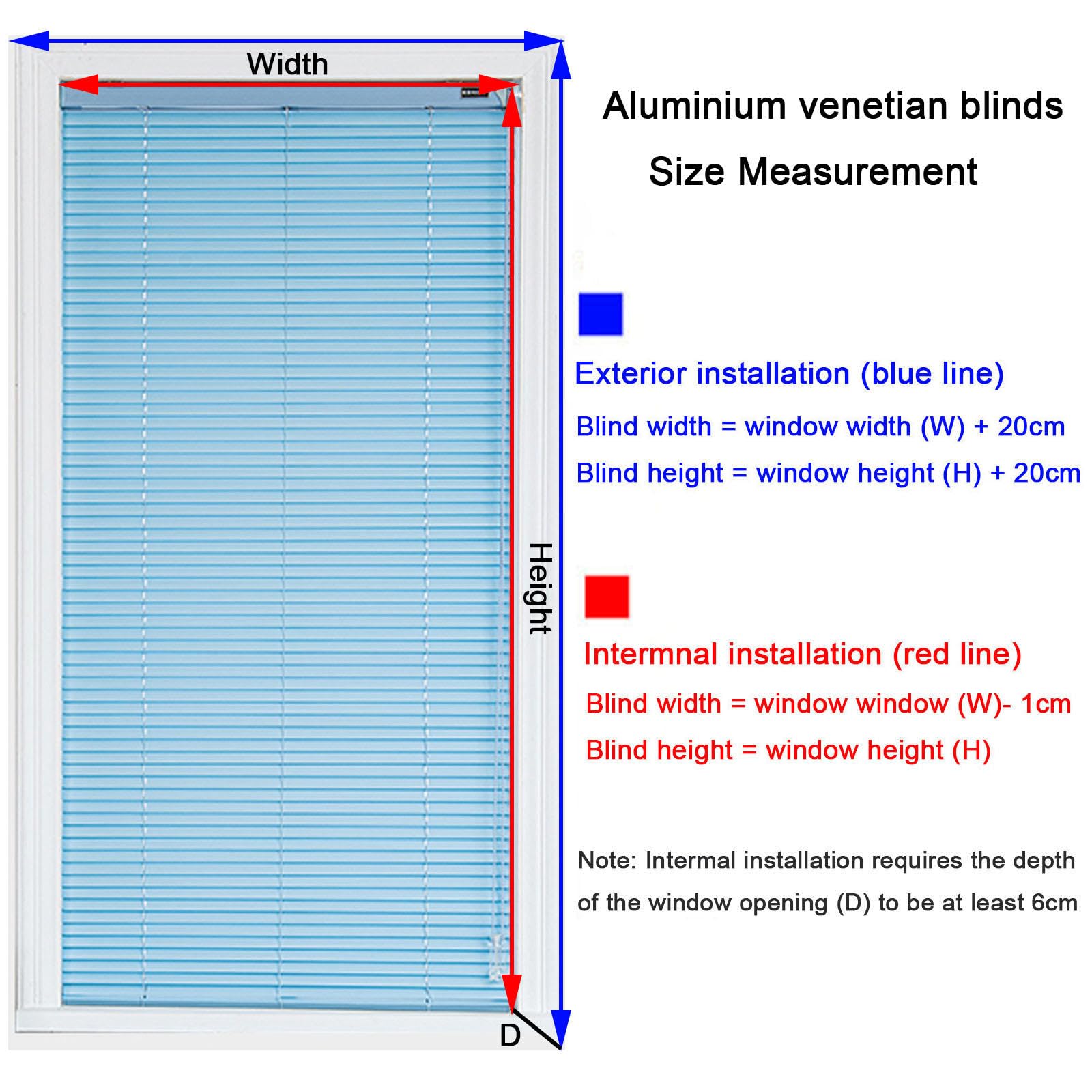 Persianas Venecianas De Aluminio,Persianas Horizontales para Ventanas,Persianas De Lamas De Aluminio De 25mm Antiuv,Persianas Oscurecedoras para Hogar,Oficina,Baño,Salon,Blue-135x175cm/53x69in