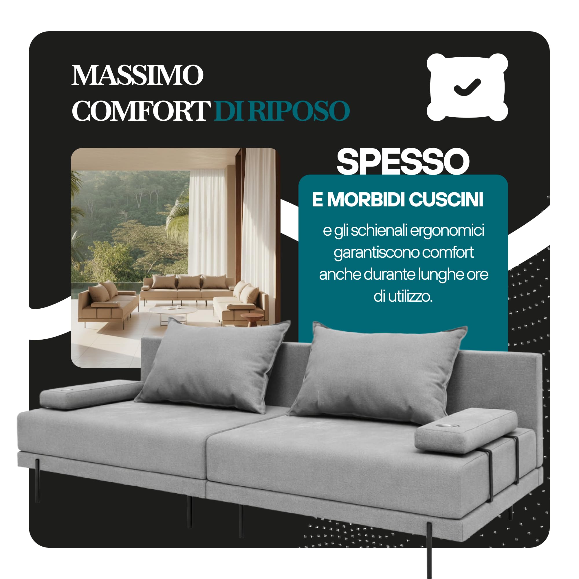 TRADA Salotto da Giardino Esterno BAHAMA XXL, Beige | Divano da Esterno Resistente alle Intemperie, Moderno Arredo Giardino