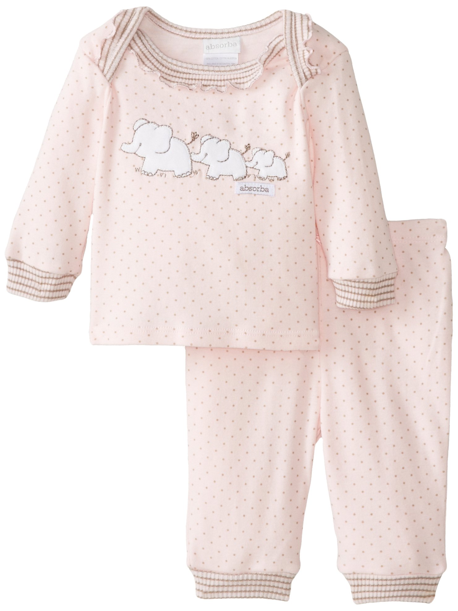 ABSORBA Baby-Girls Newborn Layette Loungewear Pant Set, Pink/Grey, 0-3 Months