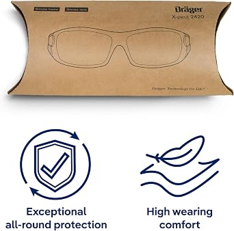 Drager X-pect 2400 Safety Glasses | Anti-fog - Anti-scratch - For construction site, laboratory & workshop