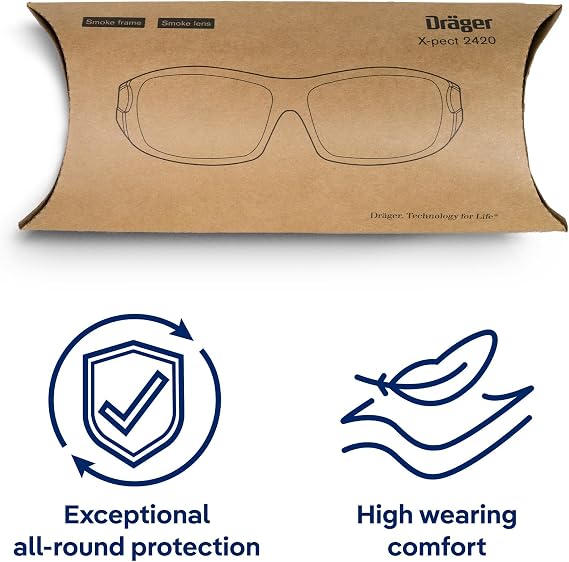 Drager X-pect 2400 Safety Glasses | Anti-fog - Anti-scratch - For construction site, laboratory & workshop