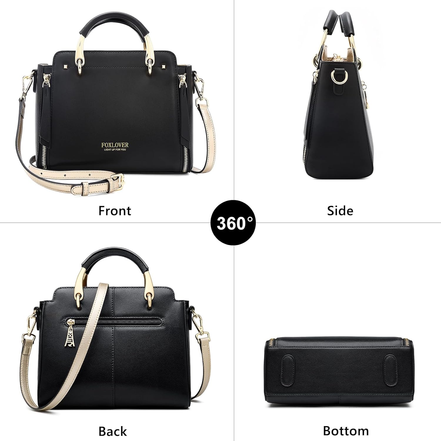 FOXLOVER Genuine Leather Purses and Handbags for Women Shoulder Bag Top Handle Satchel Purse Tote for ladies - Image 3