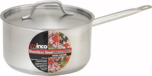 Miniatura 9 de Winware Sartén de acero inoxidable de 6 cuartos de galón con tapa