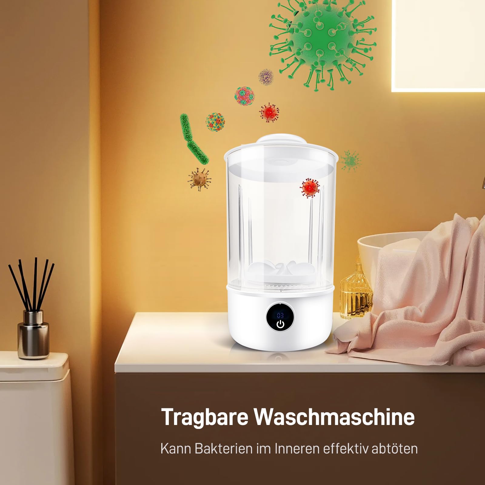 Unterwäsche-Wascher, tragbare Mini-Waschmaschine, verbesserte Mini-Waschmaschinen, wiederaufladbare drahtlose Waschmaschine, Wäschebecher für BHs, Unterwäsche, Socken (Weiß)
