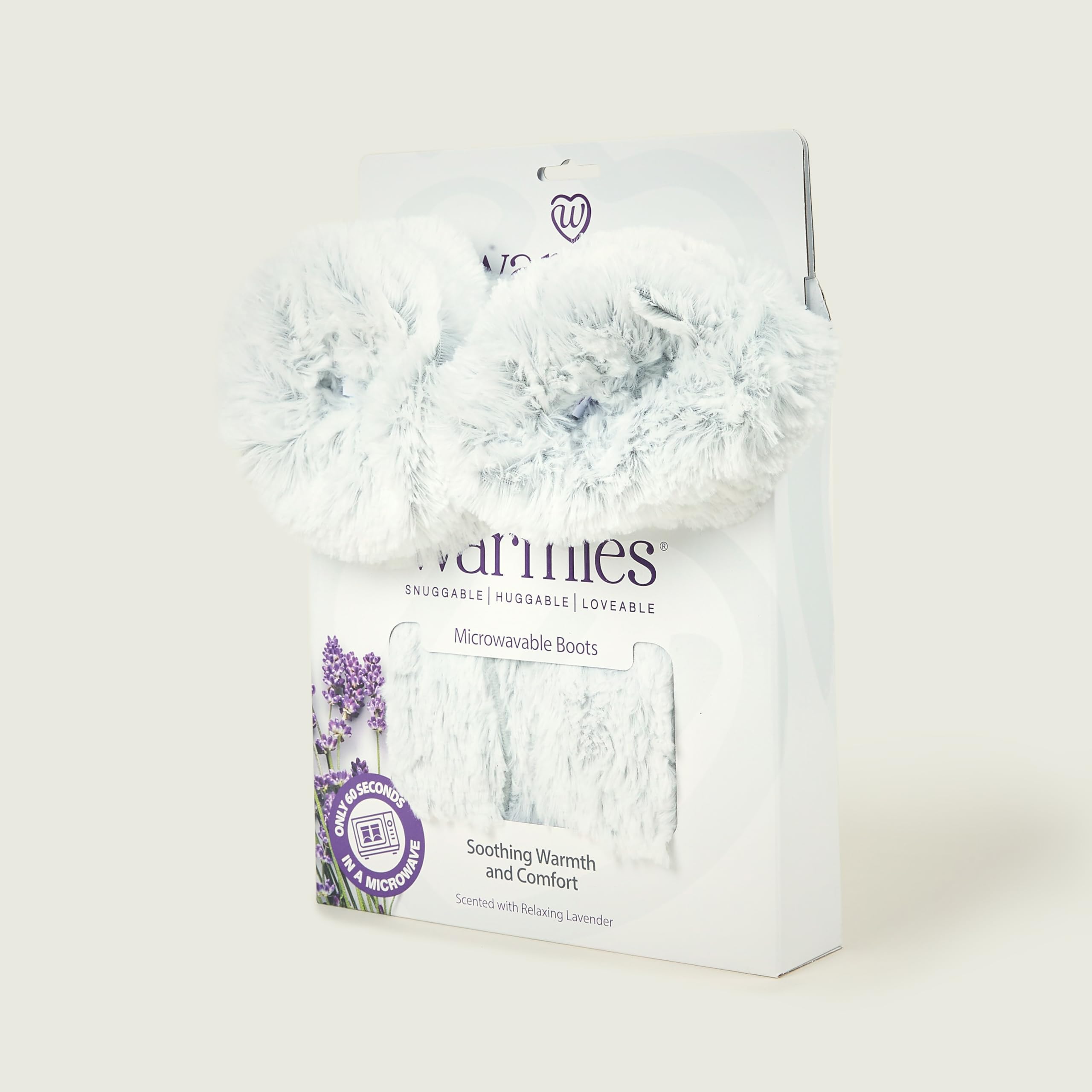 Warmies Buty do kuchenki mikrofalowej, podgrzewane damskie pantofle z francuską suszoną lawendą, kojące ciepło i wygoda, jeden rozmiar Marshmallow Grey Color