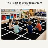 ABCarpet Classroom Rug Black – Black and white grid design