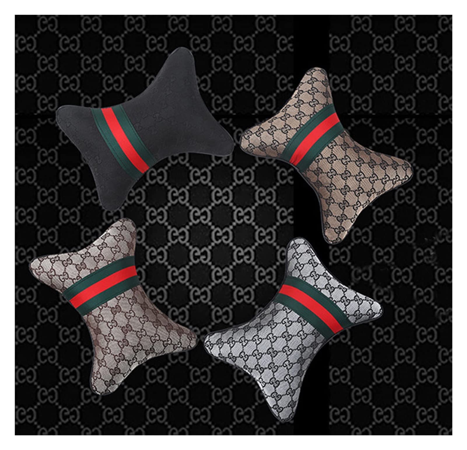 1 par de Material de Lino de Lujo para reposacabezas de Coche, Unisex, Transpirable, reposacabezas automático, reposacabezas, Cojines, Funda para Volante (Color : PU-Red 1 Pair)