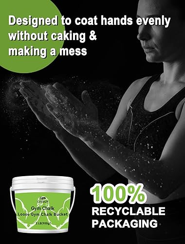 Miniatura 2 de Cubo de tiza suelta de gimnasio de 2 libras, tiza en polvo de alta calidad con bolsa de tiza vacía y cuchara, multiusos para levantamiento de pesas,