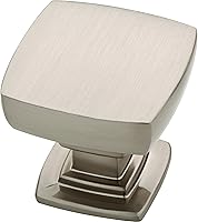 Franklin Brass Webber Brushed Nickel Cabinet Knobs 10-Pack - 1-1/8 Inch Square Knobs for Kitchen Drawers, Dressers, Bathroom Vanities