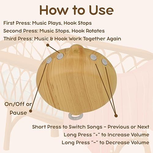 Miniatura 3 de Brazo móvil para cuna de pie de madera, brazo móvil de 61 pulgadas para cuna, colgador móvil móvil para bebé, fuerte accesorio antidumping, madera