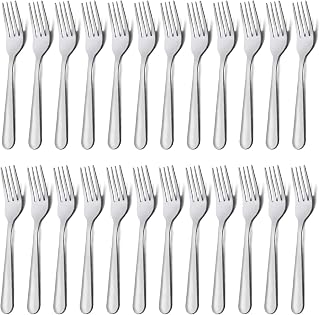 Unokit 24-Piece Stainless Steel Dinner Forks Set - 7.1 Inch Mirror Polished Silverware, Dishwasher Safe for Home, Kitchen, Restaurant