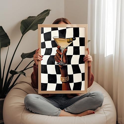 Miniatura 5 de Póster de moda de niña negra con diseño de cóctel y Martini, impresión en lienzo, retro, estética, funky, decoración para el hogar, carro, carro,