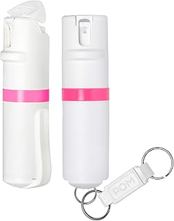 POM Pepper Spray Combo Pack Clip & Keychain - Maximum Strength OC Spray Self Defense- Tactical Compact & Safe Design - 25 Bursts & 10 ft Range - Stream Spray Pattern
