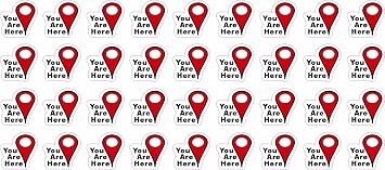 StickerTalk You are Here Map Pointer Vinyl Stickers, 1 Sheet of 36 Stickers, 0.5 inches by 0.5 inches