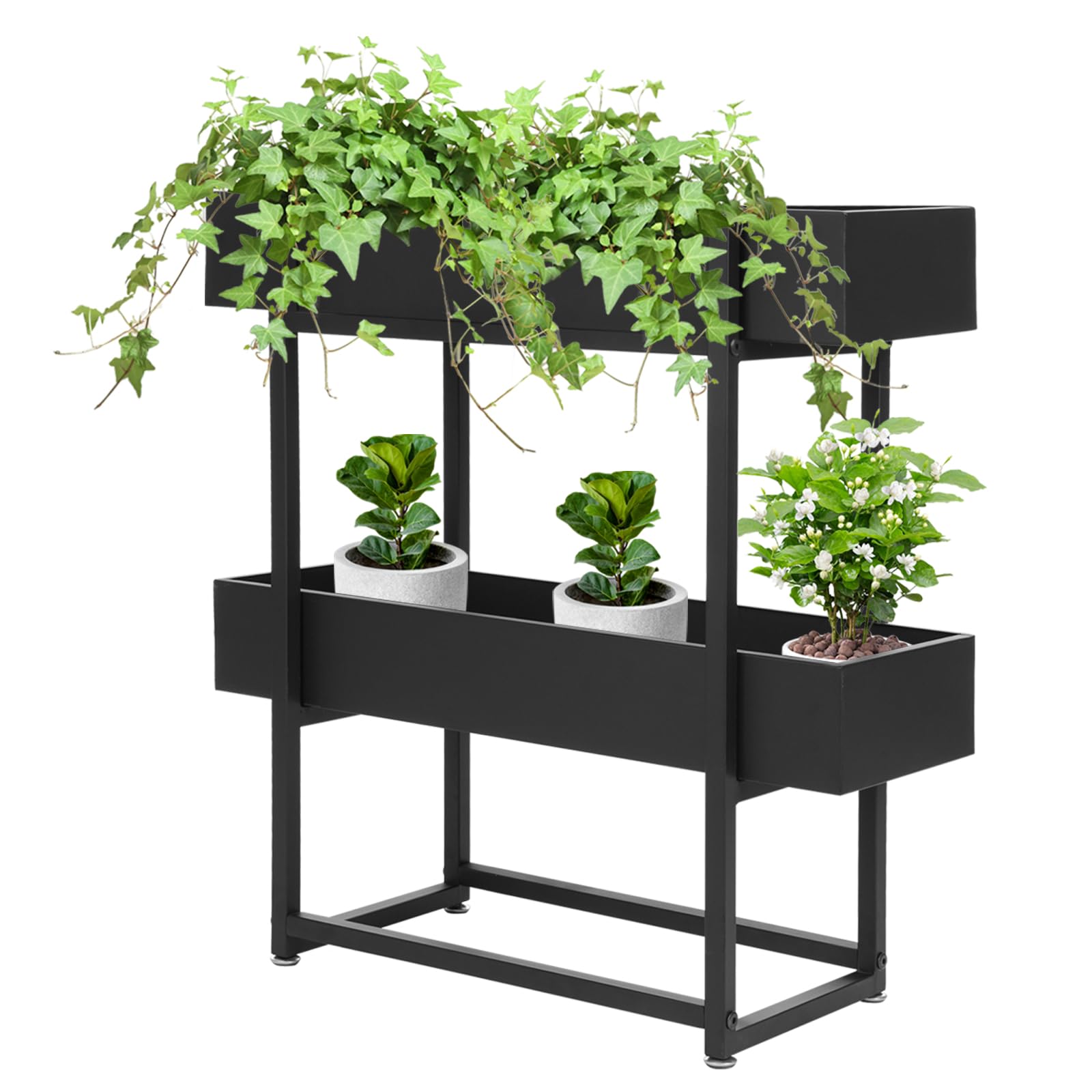 TOWOHIPPKI Plant Stand, 2 Tier Plant Stand for Outdoor Flower Pop-Up Events, Metal Plant Stand for Indoor & Outdoor, Patio Garden, Balcony, Florist