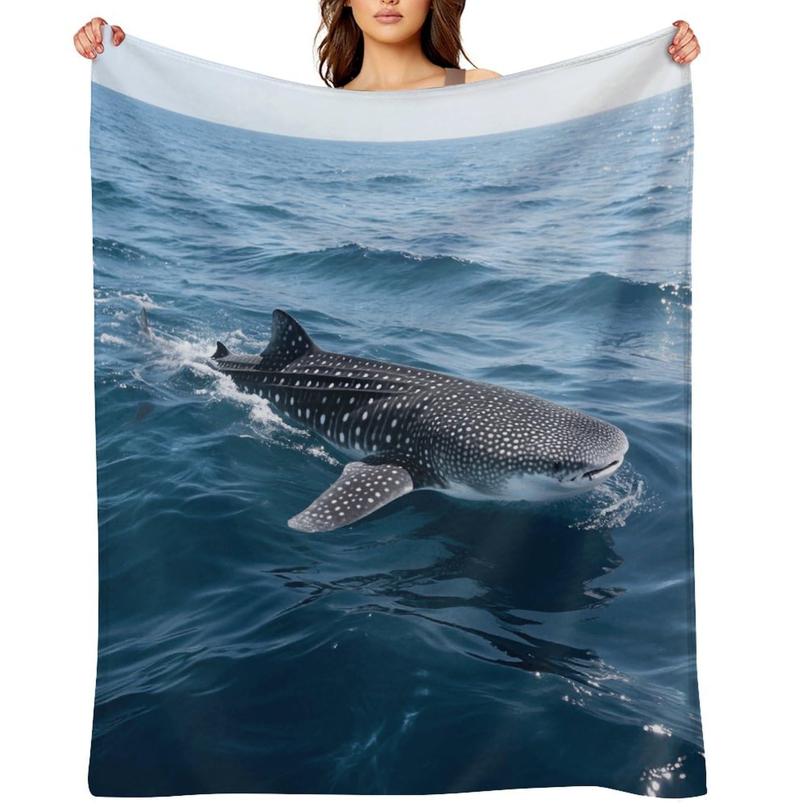 Whale Shark Throw Blanket for Couch and Bed Super Soft Warm Lightweight Throw Blankets Cozy Fuzzy Flannel Blanket Personalized Decorative Blankets for Sofa Decor 60"x80"