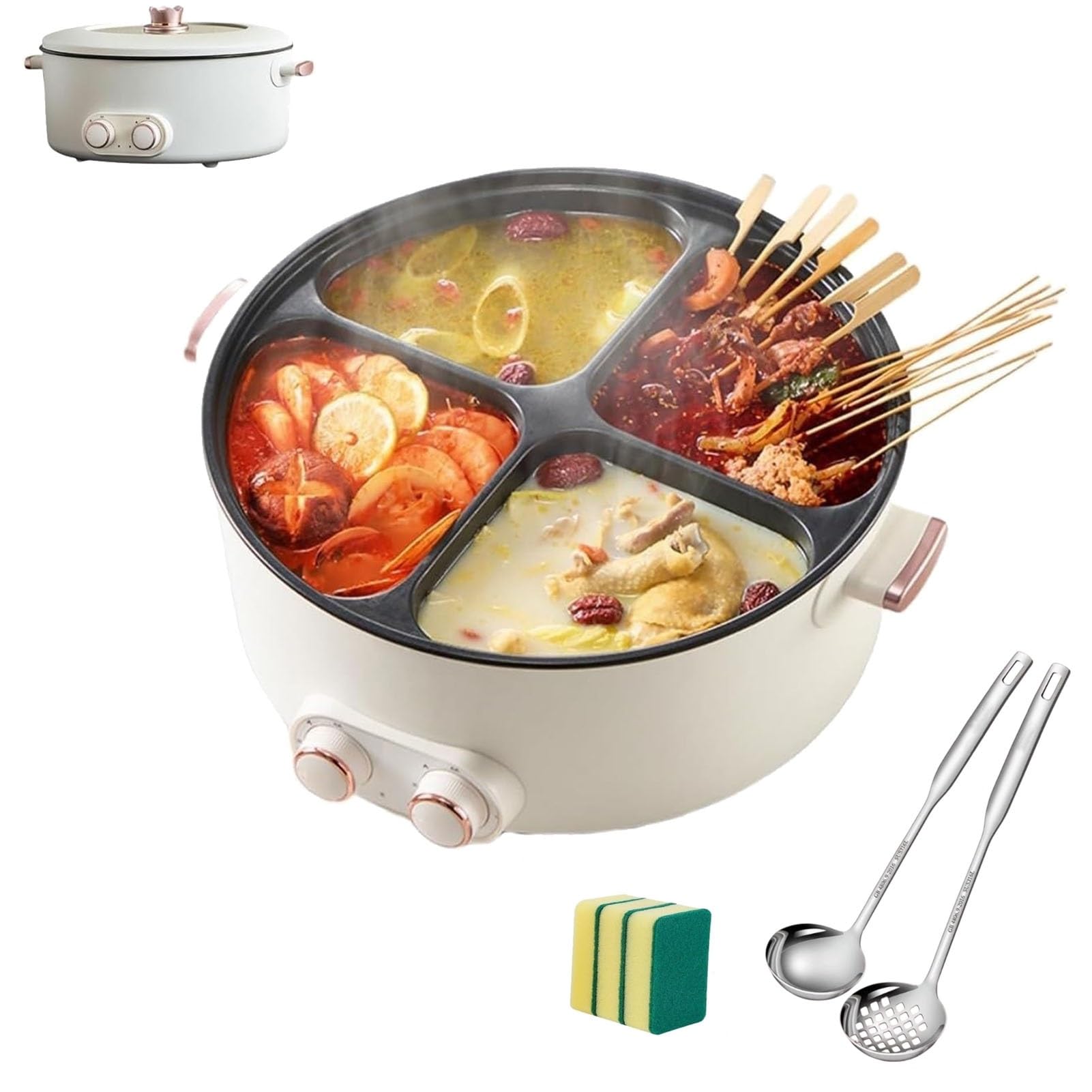 Marmite electrique 4 compartiments 6L avec reglages de saveurs independants