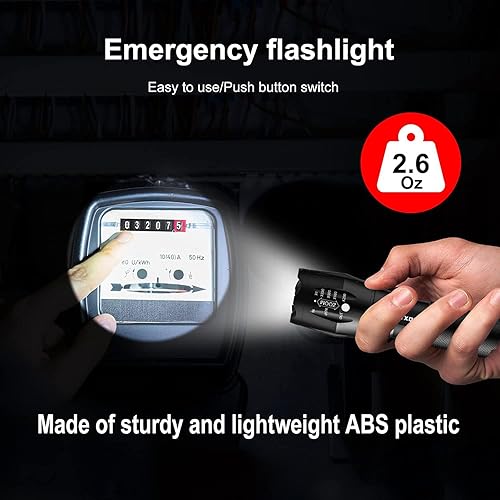 Miniatura 7 de Linternas recargables USB, 8381 luces de alto lúmenes, 3 modos, zoomable e impermeable, luz de flash súper brillante para campamento, senderismo,