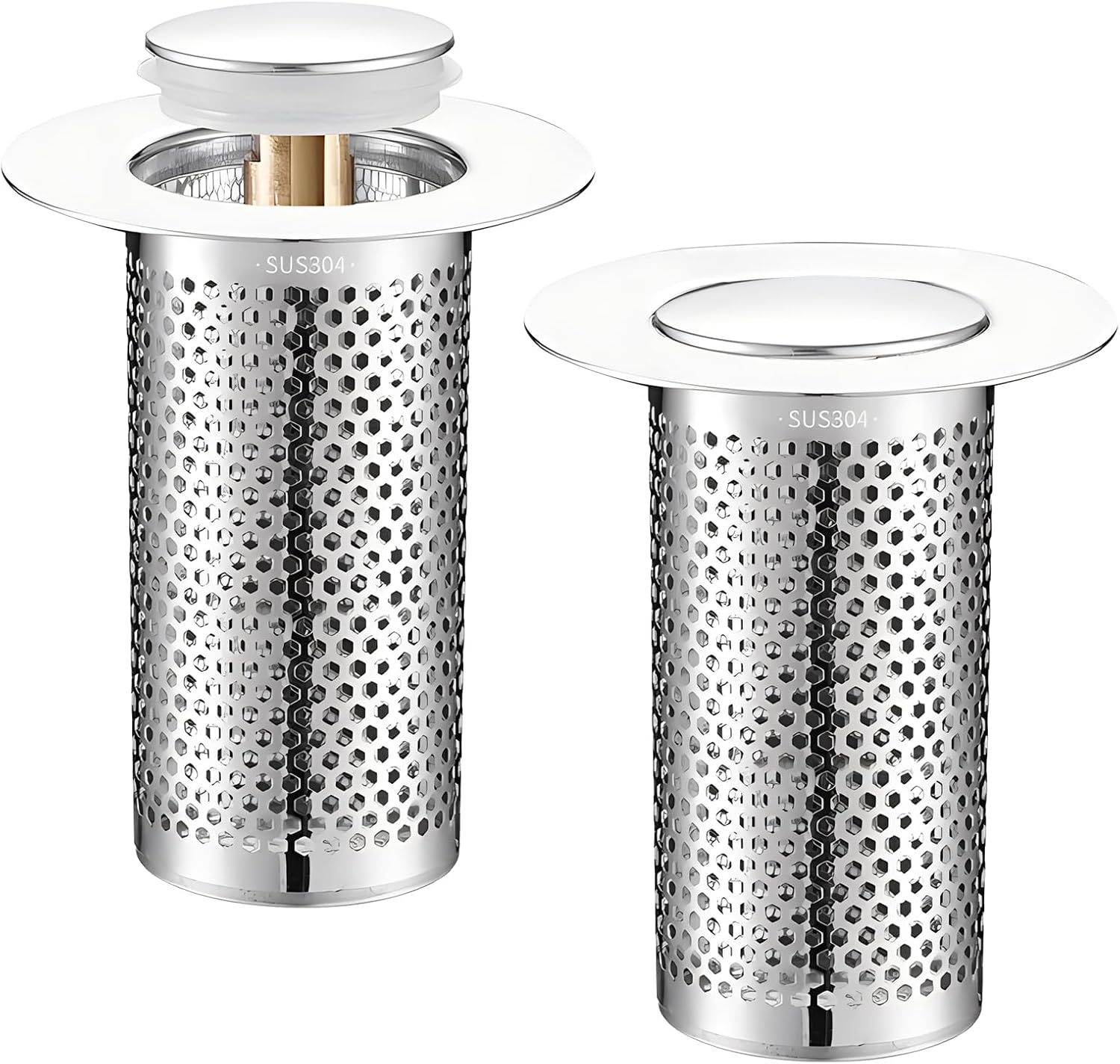 JustYit 2 Pack Kitchen Sink Plug Strainer Pop Up Sink Plug Replacement