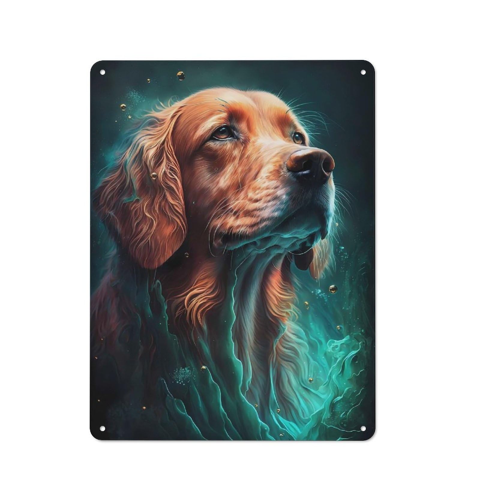 Junmoney Golden Retriever Dog Printed Metal Sign 40X30cm For Café Or Restaurant, For Hospitality Interior Collectors
