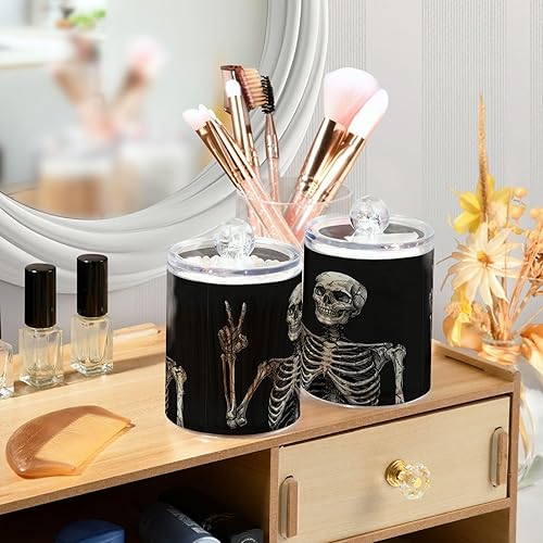 Miniatura 6 de Halloween Skull - 4 tarros herméticos de plástico transparente para almacenar alimentos, hierbas, té, etc. con tapa de almacenamiento, fácil de usar