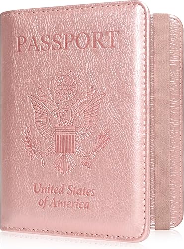 ACdream Cartera de viaje con bloqueo RFID para pasaporte, funda de piel sintética de alta calidad con soporte para tarjetas, ranura para bolígrafo,