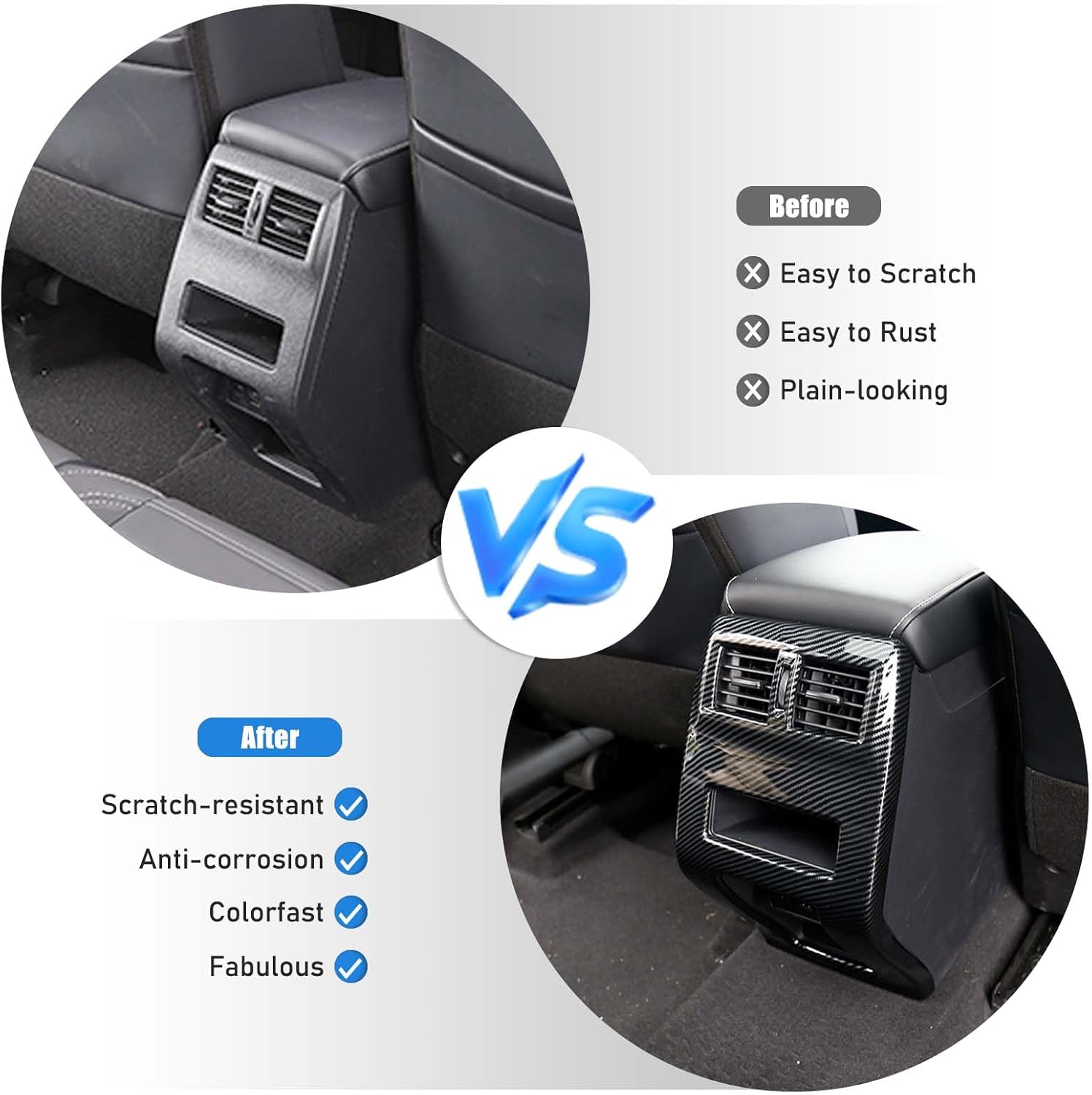 Rear Air Outlet Frame Trim Compatible with Mitsubishi Outlander 2023 2024 2025 Accessories, ABS Outlander Rear A/C Air Vent Panel Anti Kick Cover