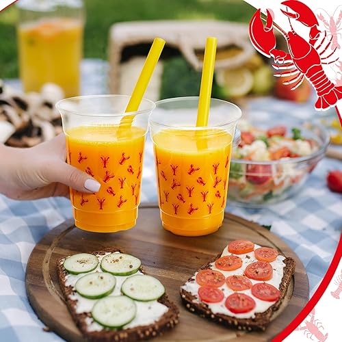 Miniatura 4 de Tanlade 50 vasos de plástico transparente de 12 onzas, vasos de cangrejo de río desechables para mascotas, tazas de café desechables, tazas de café