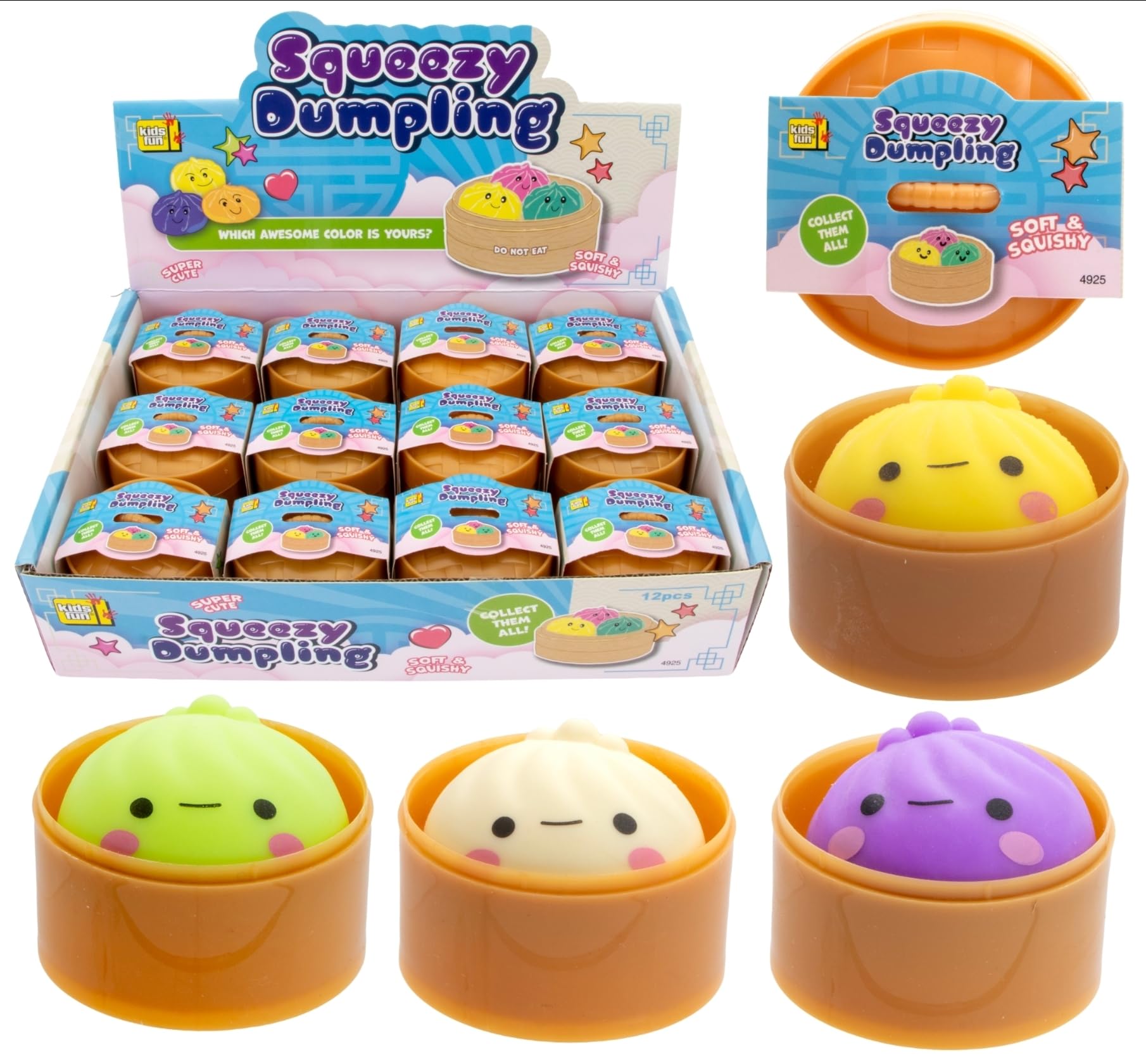 Kompatybilny z Surprise Squishy Dumpling 5,5 cm – przypadkowy model – zabawny dumpling do wciskania – 1 sztuka
