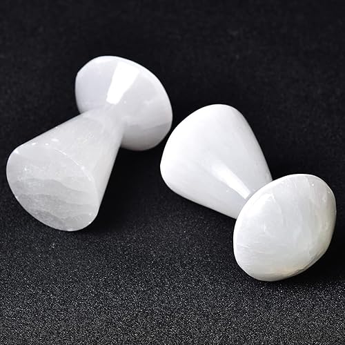 Miniatura 5 de JIC Gem Lámpara de selenita USB con forma de hongo blanco, pequeña lámpara de cristal de selenita de 3,1 pulgadas con base de soporte de luz de