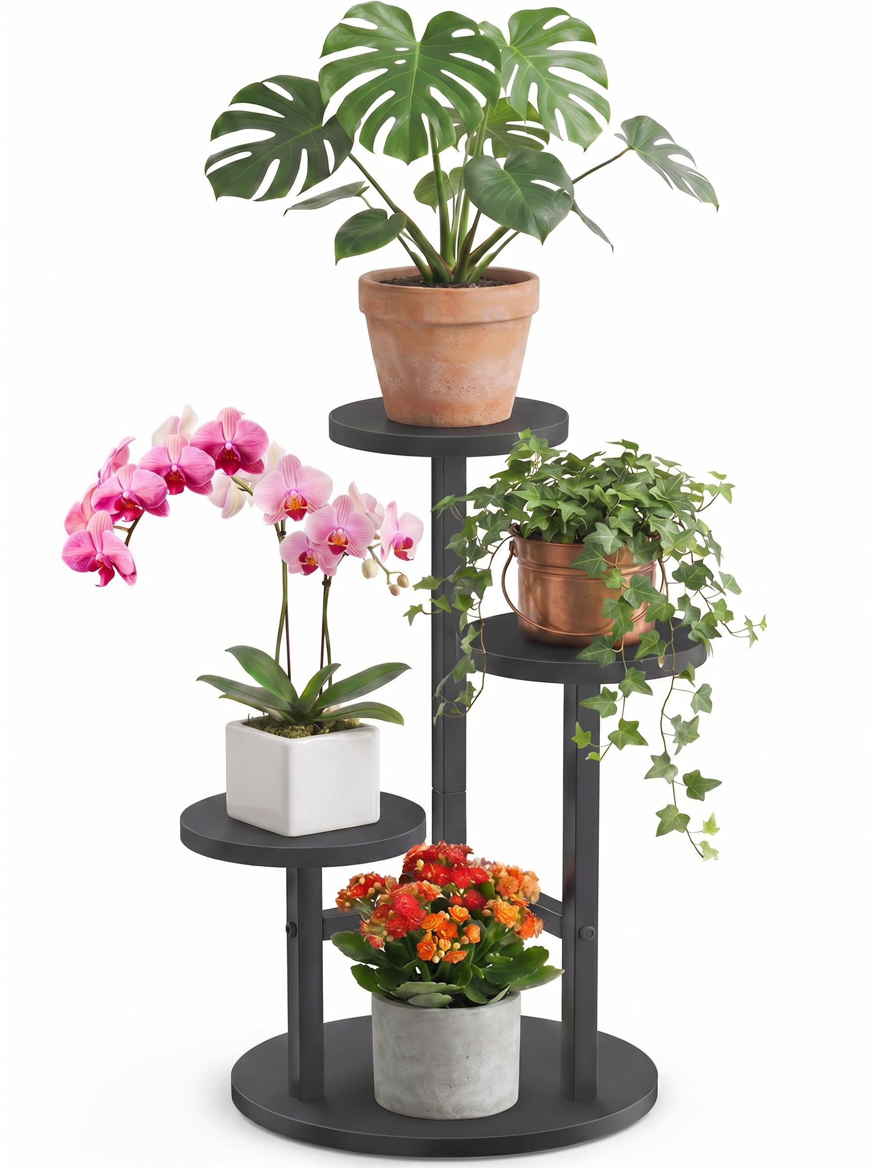 Étagère à Fleurs, Support Plantes Interieur, 3 Niveaux Supports De Pots Fleurs, Étagère Plantes Métal, Meuble Plante Par Exterieur Étagères Pour Jardin/Salon/,Plusieurs Plantes,Table Basse