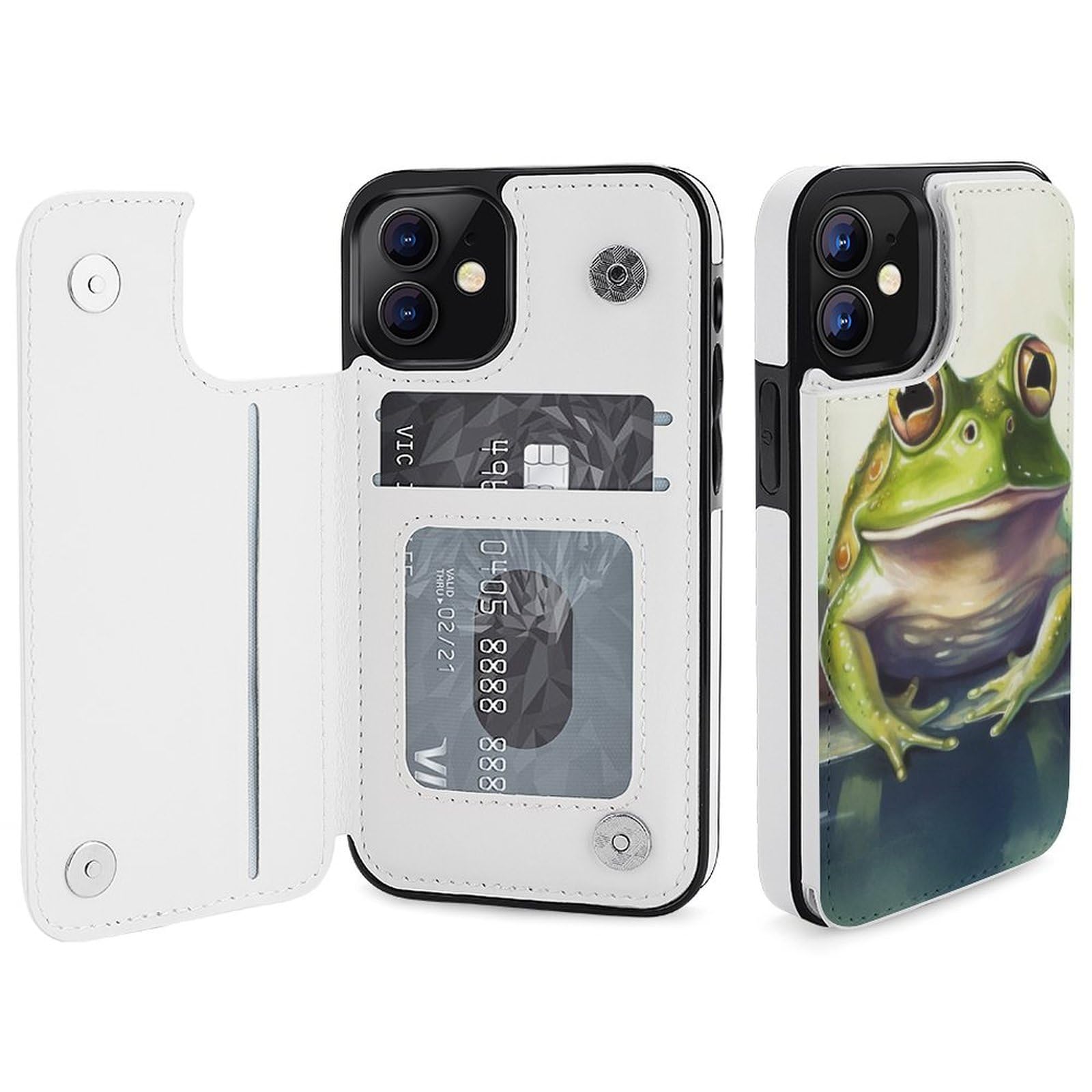 Fundas tipo cartera para iPhone 12, funda de piel con tapa y ranuras para tarjetas