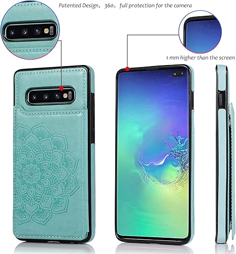 Miniatura 8 de Asuwish Funda compatible con Samsung Galaxy S10 y protector de pantalla de vidrio templado, accesorios para tarjetero con ranura para soporte de