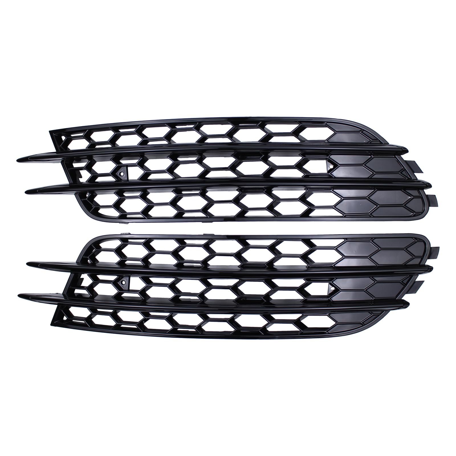 MOTOKU Pair Black Front Fog Light Mesh Grille Bezel Cover for Audi A6 C7 2012-2015 Left Driver and Right Passenger Side Honeycomb Type Grill Cover
