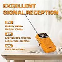 Vista 3 de XHDATA D220 Radio Portátil AM FM SW Receptor de Onda Corta Radios de Bolsillo, Radio de Transistor Operada con Pilas 2AA con Excelente Recepción