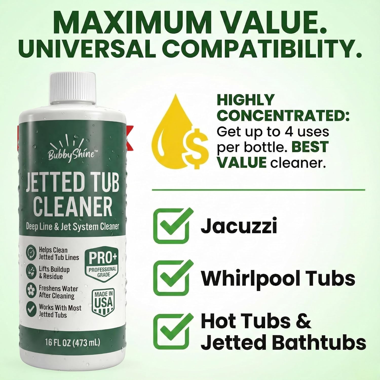BubbyShine Jetted Tub Cleaner for Bathtub Jets, Jet Tub Cleaner, 16 oz