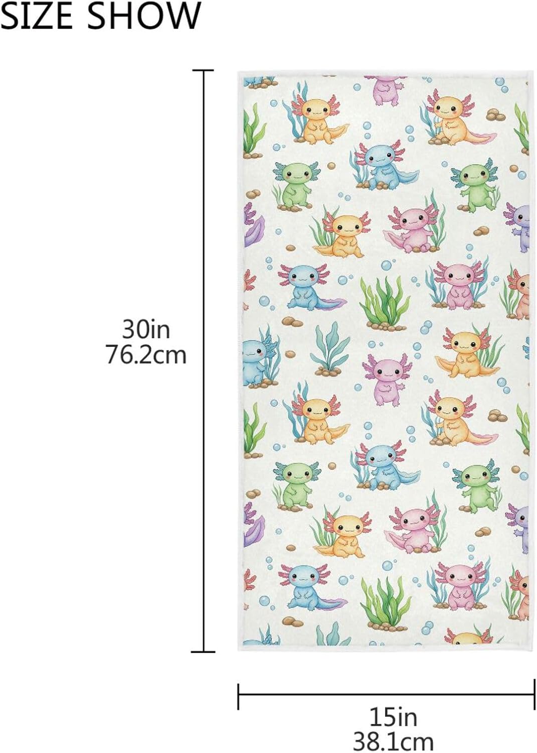 Pfrewn Watercolor Cute Axolotl Characters Hand Towels for Bathroom Kitchen Dish Hanging Towels for Bath Shower Soft Absorbent Guest Towel Home Decor 16x30 in