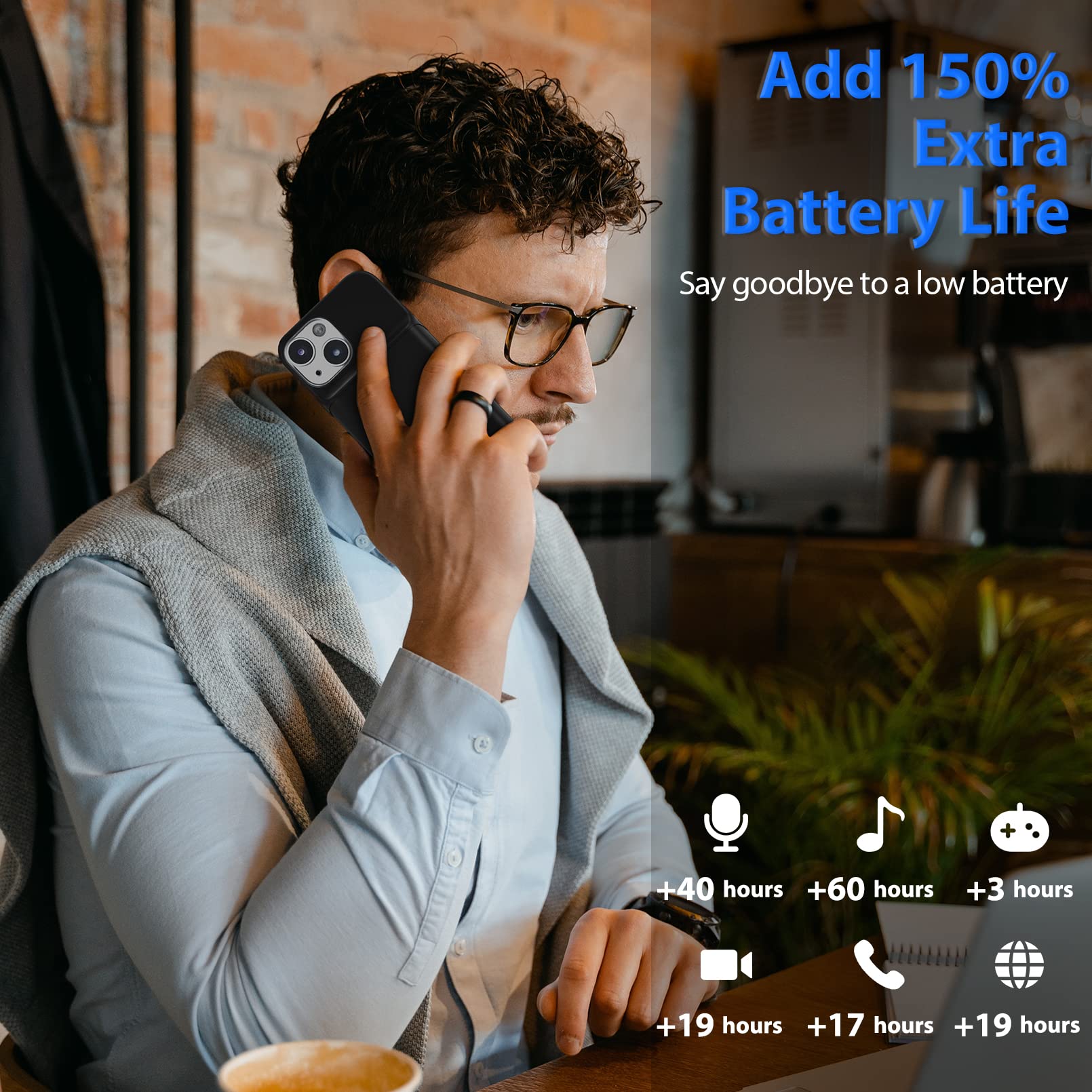 Etui na baterie do iPhone'a 14, [6000 mAh] Ochronna przenośna ładowarka do iPhone'a 14 (6,1 cala) (czarne)