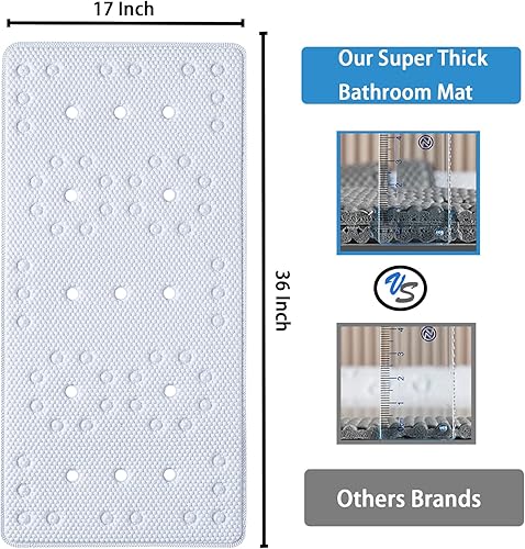 Miniatura 9 de Alfombrilla antideslizante para bañera espuma de seguridad suave para bañera adecuada para ancianos y niños de 21 x 21 pulgadas con orificios de