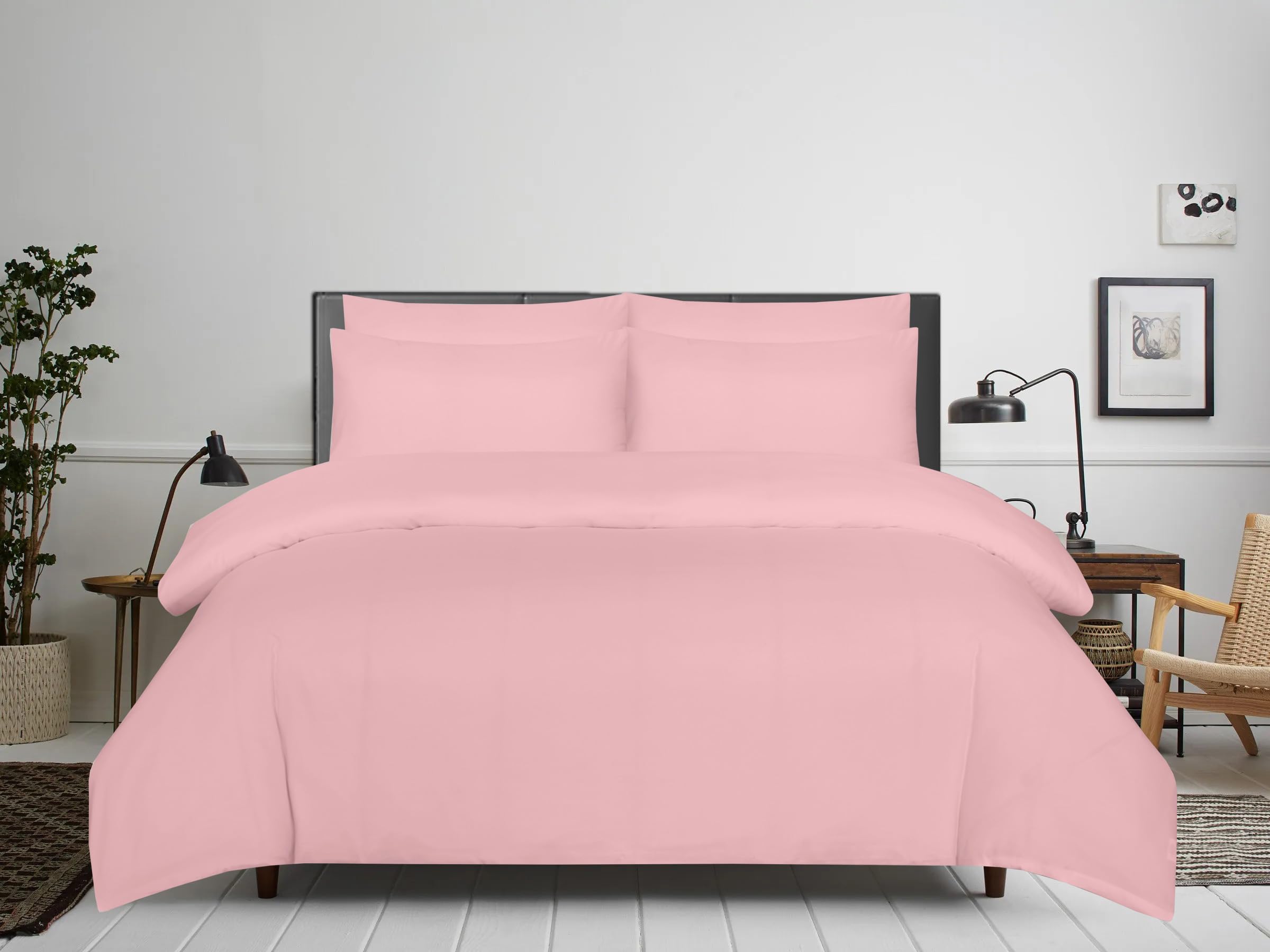 APEX FURNISHINGS Single Duvet Cover Set- 100% Brushed Microfiber Bedding Quilt Cover with Pillowcase - Blush Pink