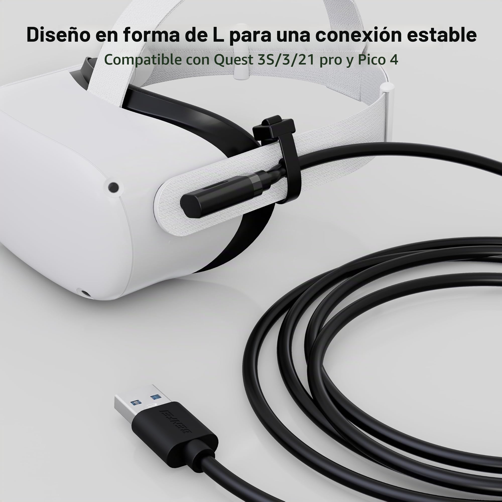 BENFEI Cable Link de 5m, Cable Link USB 3.0 a USB C con Meta Quest 3s, Quest 3 2 1, Quest Pro, Pico 4, PC Steam VR Accesorios, Transferencia de Datos de Alta Velocidad