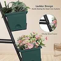 Vista 5 de OYEAL Cama de jardín elevada de 4 niveles, jardineras verticales para interior y exterior, caja de plantación elevada con patas, jardinera elevada