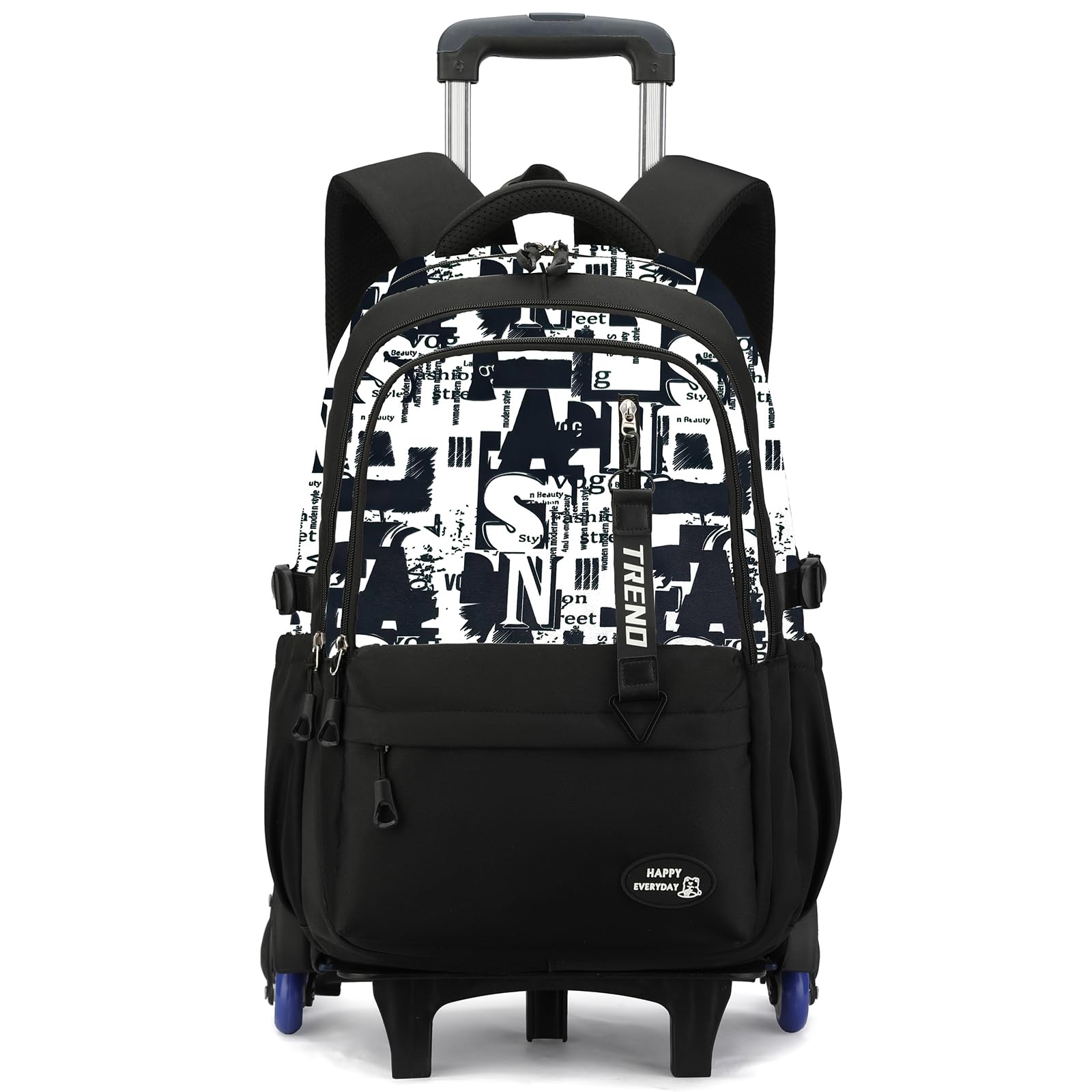Amythe Zaino Trolley Ragazzi 10-24 Anni – Cartella con Ruote 6 Ruote per Scuola Media e Superiore – Grande Zaino Casual da Viaggio per PC 15.6 Pollici – Rientro a Scuola e Natale