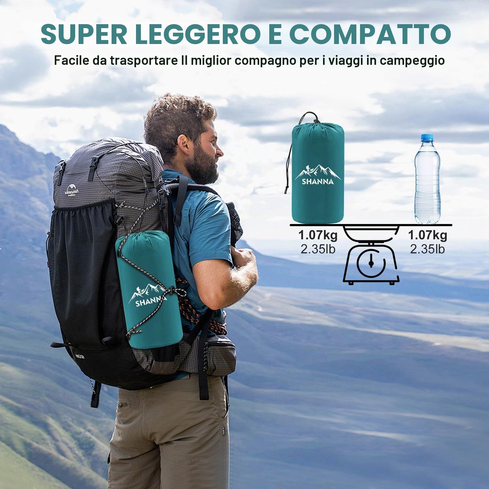 SHANNA Materassino Da Campeggio Autogonfiante: Extra Spesso 12 Cm Ultraleggero Materasso Gonfiabile Leggero E Compatto Con Pompa Integrata, Ottimale Per Campeggio, Escursioni (Blu Pavone)