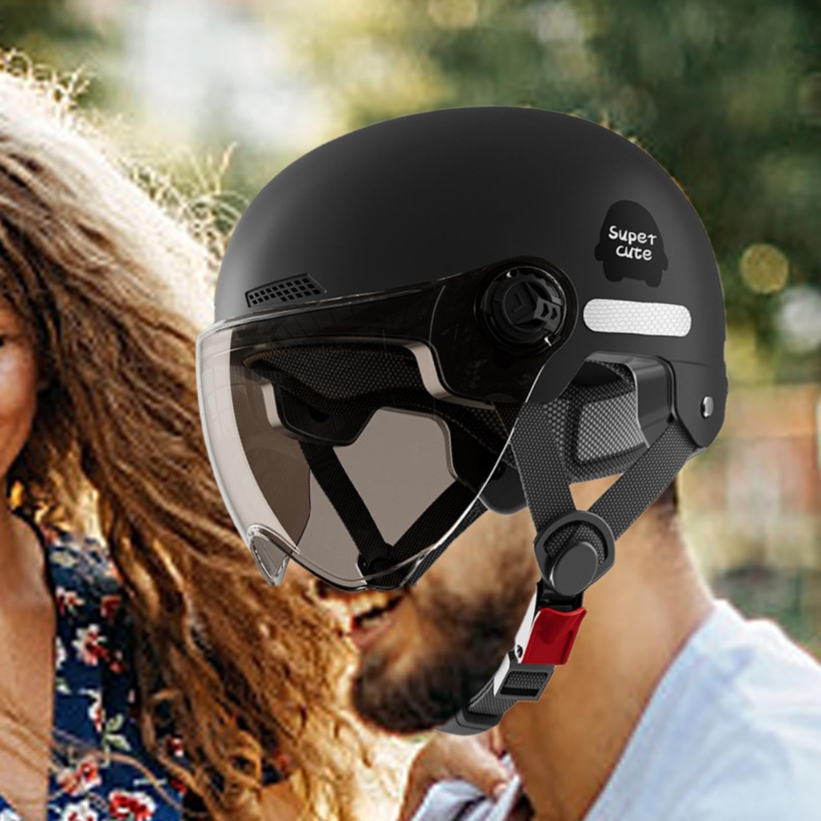 Casque Trottinette Electrique Casque pour Vélo Électrique Trottinette | Électrique Avec Visière Moto Jets Ouvert Ouvert Moto 3/4, Unisexe Adulte,45-65 Cm